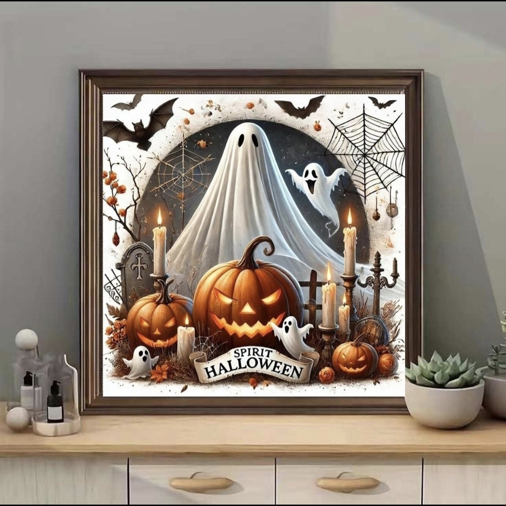 Spirits Of Halloween Ghosts Bats Jack-o-Lanterns 5D Diamond Painting Kit New - Picture 4 of 8